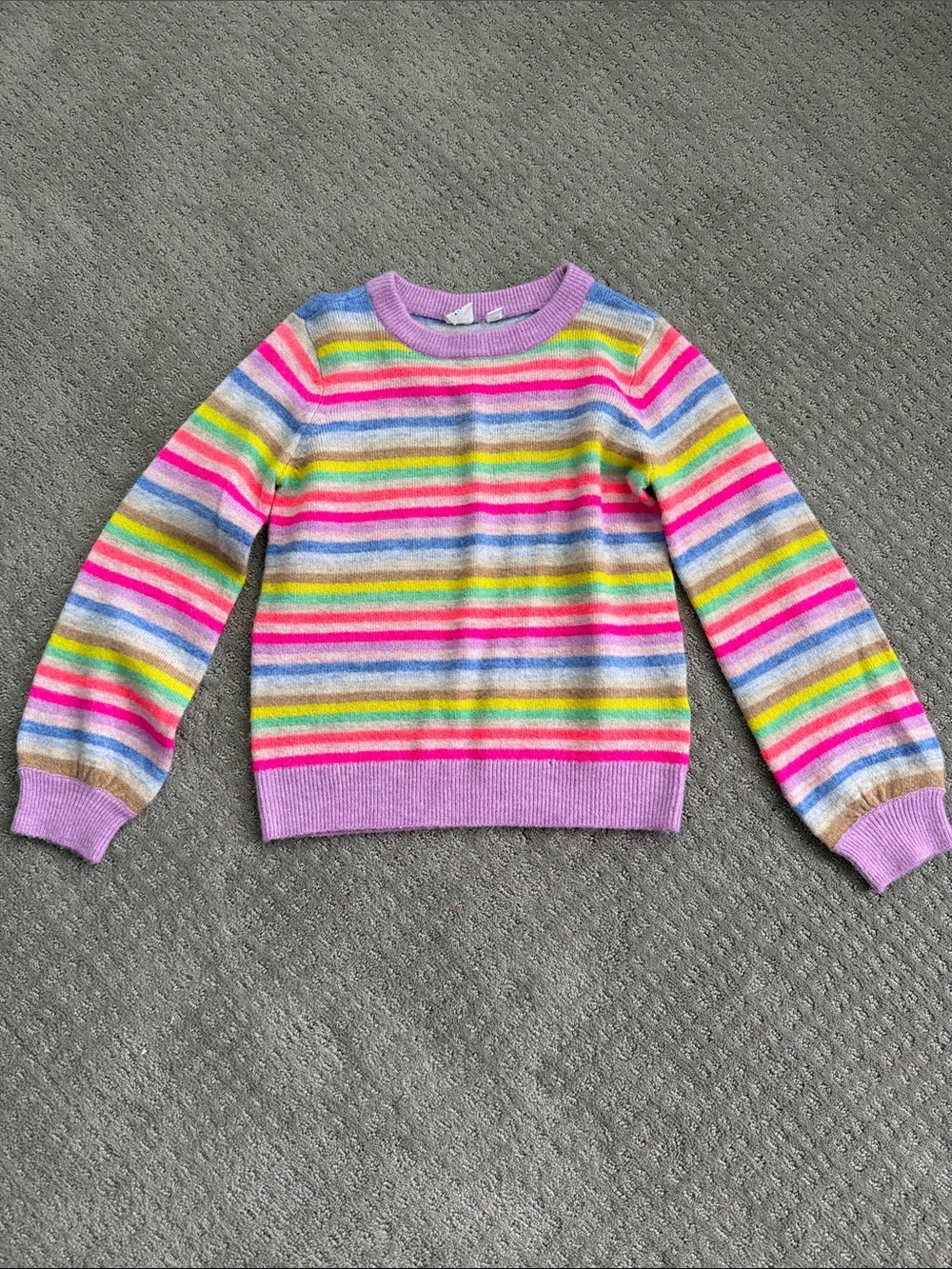 GAP Girls Brights Multicolor Striped Crewneck Sweater - Lavender Trim